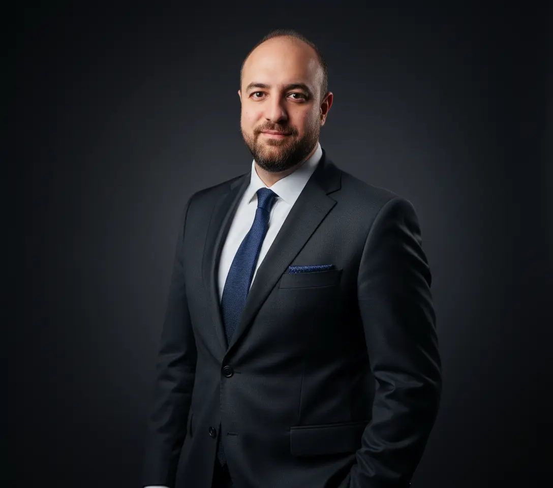 صورة احترافية لطاهر مصطفى، مدير تسويق رقمي ومطور مشاريع في السعودية، يرتدي بدلة وربطة عنق.